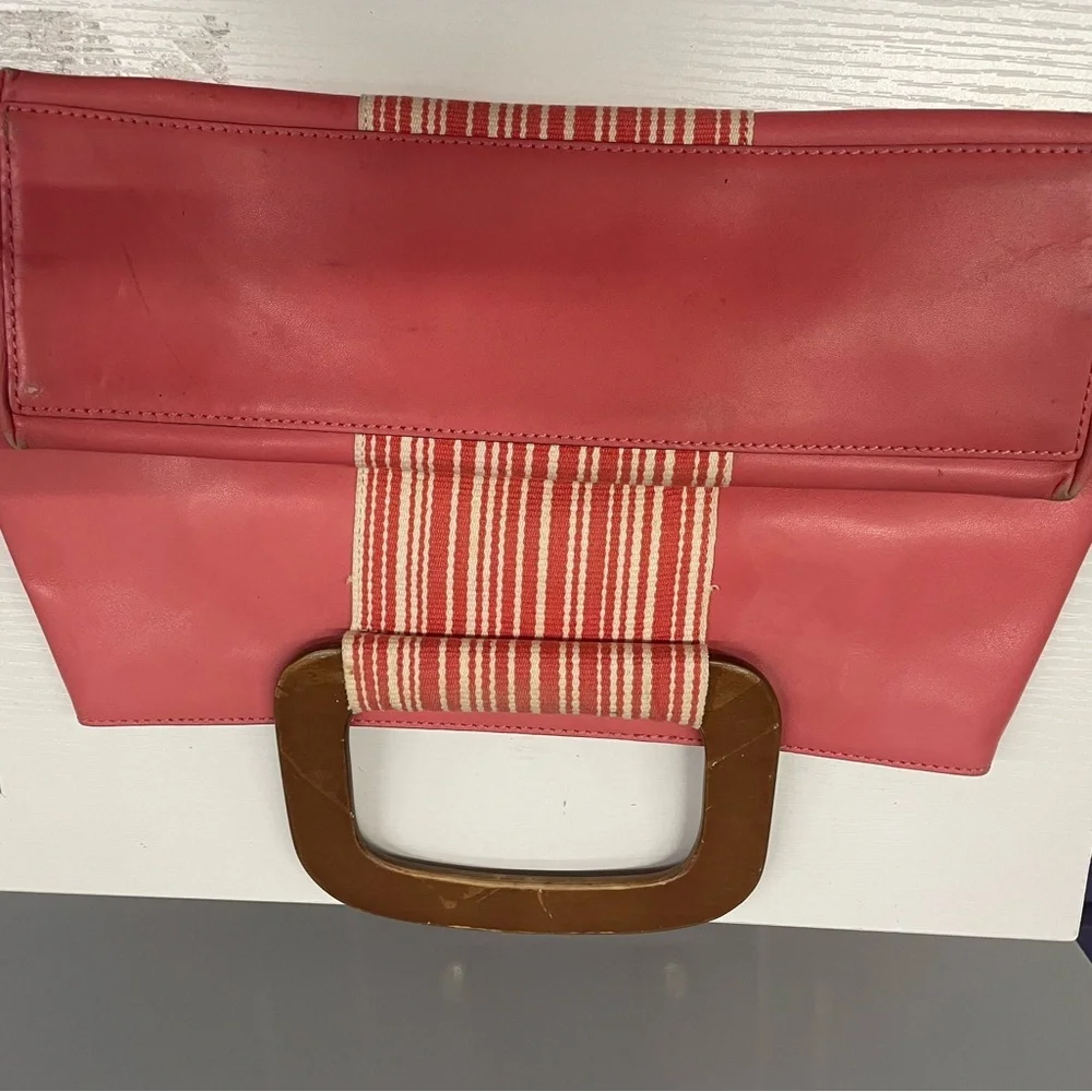 Kate Spade Vintage Pink Tote Bag with Wooden Handle - Picture 4 of 6